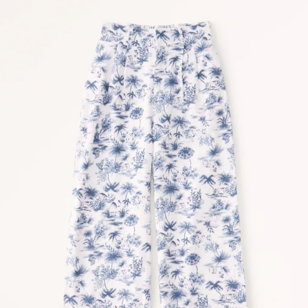 Abercrombie Tailored Linen Blend Wide Leg Pants